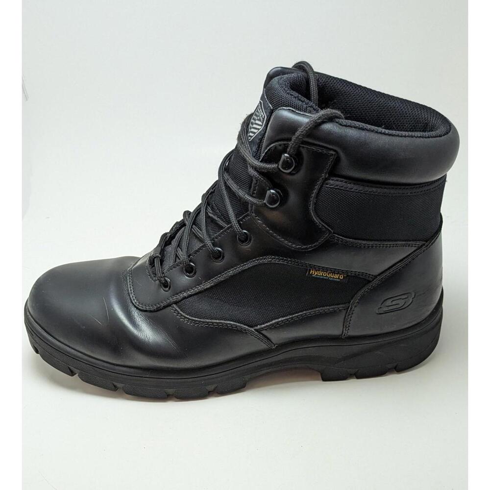 Mens Skechers Tactical Hydroguard Waterproof Black Work Boots 77526W Size 13 - Picture 2 of 7
